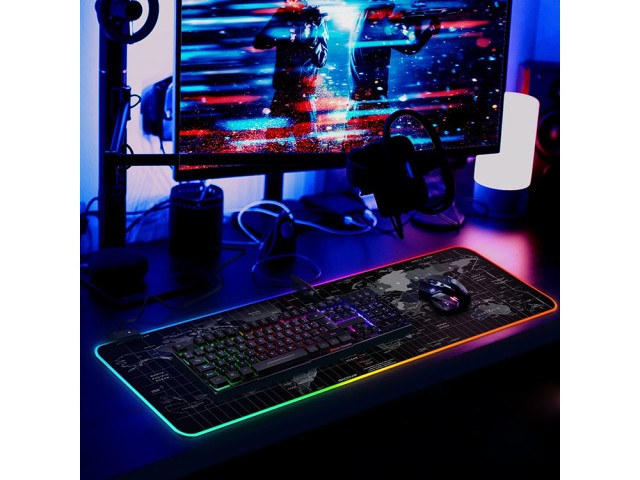Gaming Mouse Pad XXXL με Φωτισμό LED και Παγκόσμιο Χάρτη 90 x 40 x 0,3 cm 5907451334430 Verk Group