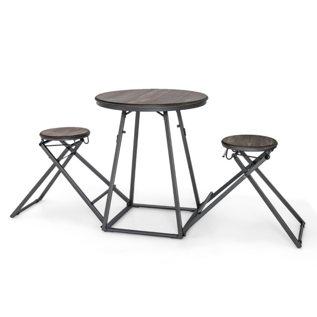 Costway Σύγχρονο Σετ Τραπεζιού και Σκαμπό 206,5 x 77,5 x 90 cm  με Πτυσσόμενο Σχέδιο και Βιομηχανικό Στυλ JV10424GR+