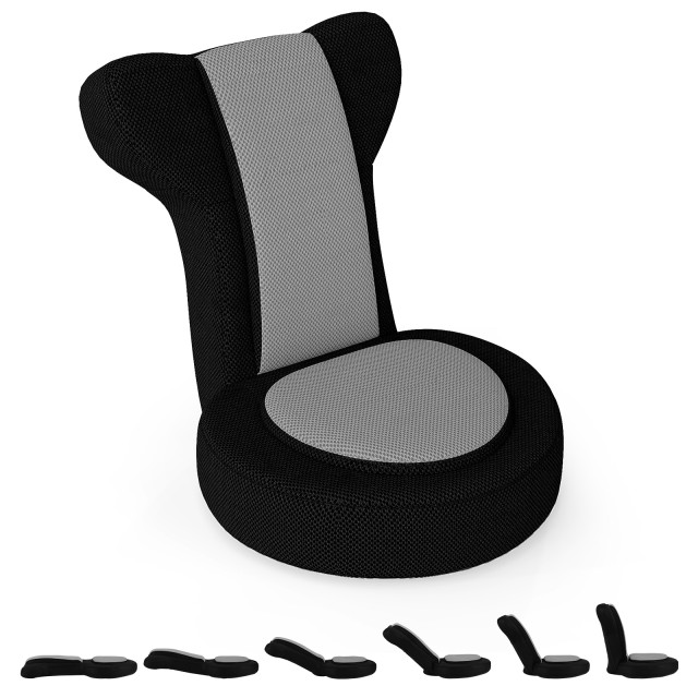 Costway Πολυθρόνα Δαπέδου με Ρυθμιζόμενο Κεφάλι & Πλάτη, Μαξιλάρια Καθίσματος από Αφρό 64 x 48 x 53 εκ  , Γκρι HV10703GR