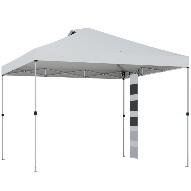 Outsunny Κιόσκι Pop-Up 3 x 3 μ. με τσέπες, UPF 50+, με σάκους άμμου και τσάντα μεταφοράς με ρόδες, λευκό 84C-797V00WT