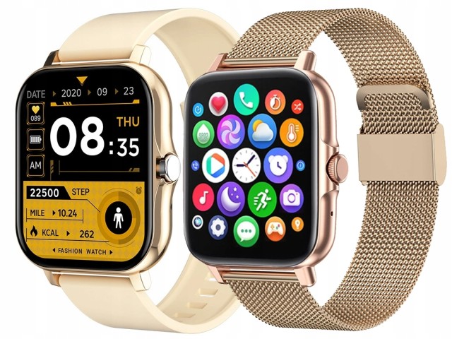 Verk Group Smartwatch με Λουράκι Σιλικόνης, Bluetooth Κλήσεις, Αθλητικό, Χρυσό 5907451378137