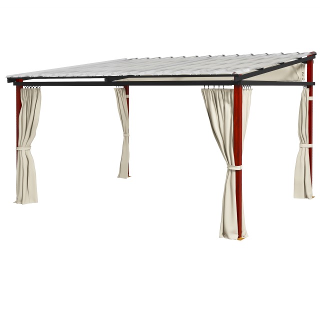Outsunny Pergola με Πλαϊνές Τέντες και Πτυσσόμενη Οροφή σε Η/Υ, από αλουμίνιο και μέταλλο, 345x300x215-255 cm, Κρέμα 84C-475V00CW