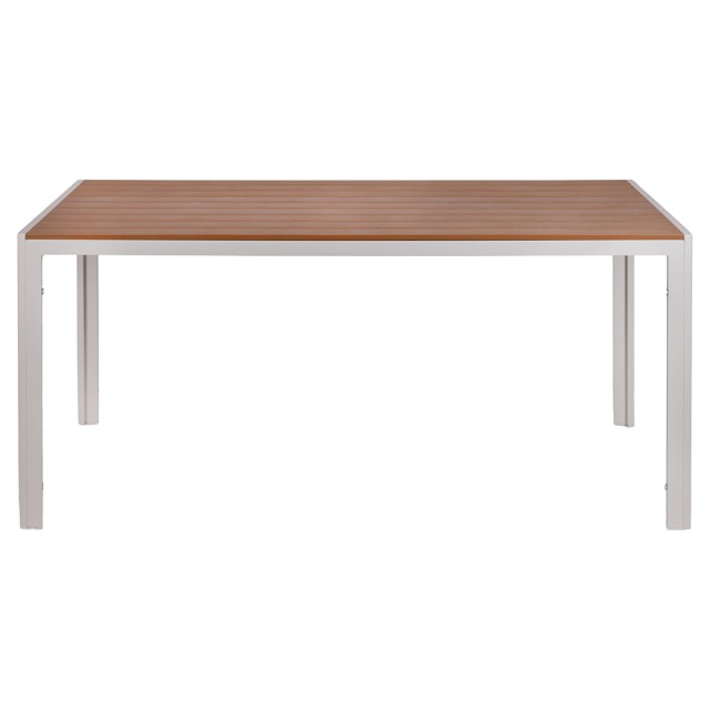Galileo Εξωτερικό τραπέζι 160x90 cm με σανίδες ξύλου από λευκό και φυσικό αλουμίνιο Amalfi Est 5919522