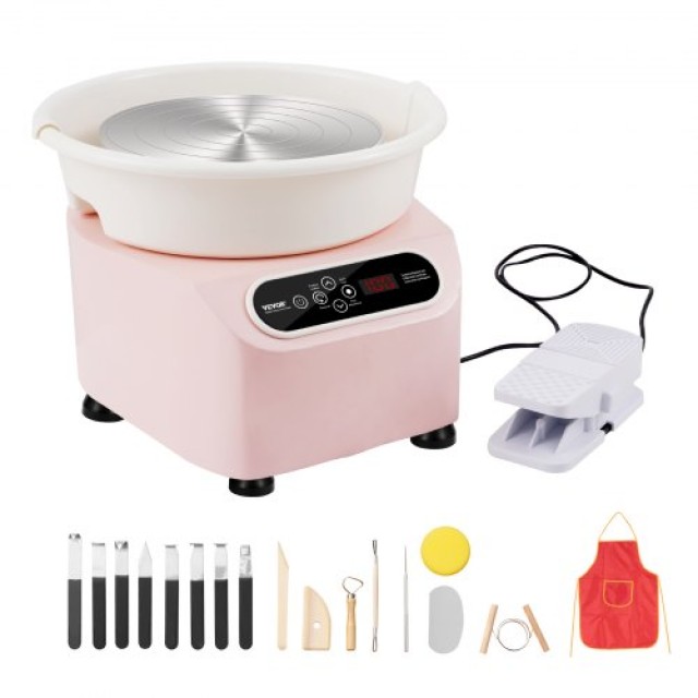 Ροδανί Πηλού VEVOR 11 με Πεντάλ & Οθόνη Αφής 450W Ροζ  ZQLPJXS11YC4ZE2EMV2