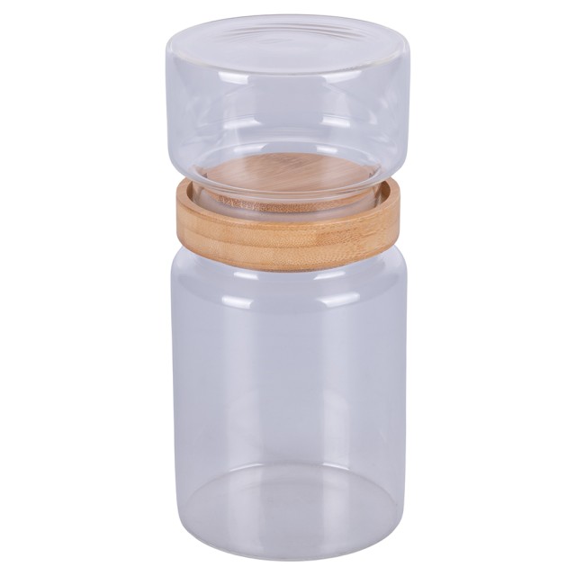 Villa DEste  Βαζάκι 2 σε 1 400900 ml από βοριοπυριτικό γυαλί με καπάκι από μπαμπού Glass 5921299