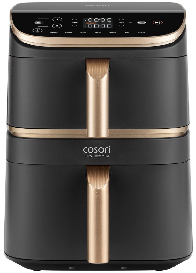 Cosori Φριτέζα Αέρος Turbo Tower Pro Smart Air Fryer με Διπλό Κάδο 10.8lt Μαύρο CAF-DC123S-DEUR