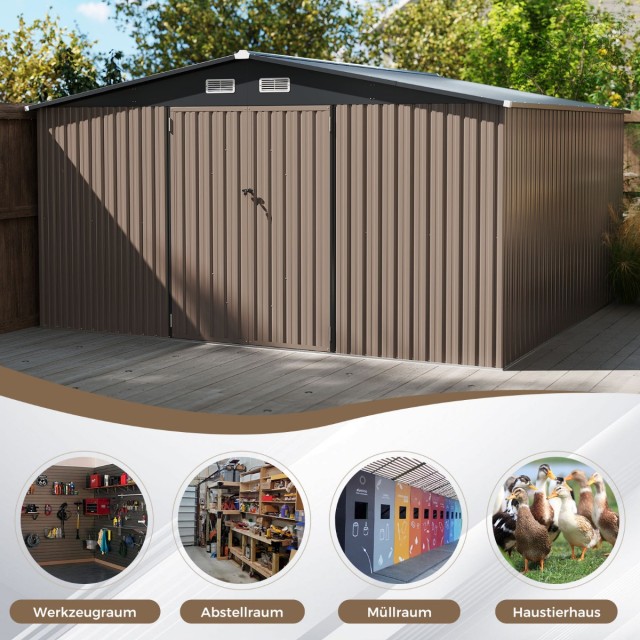 Costway Μεταλλικό Γκαρνταρόμπα 350x350x198 cm με Σκεπή & 4 Αεραγωγούς σε Γκρι χρώμα GT4435GR+