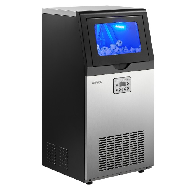 VEVOR Επαγγελματική Παγομηχανή 45 kg/24h με Χωρητικότητα Αποθήκευσης 14 kg, Εντοιχιζόμενη ή Ελεύθερης Τοποθέτησης, Ανοξείδωτη με Οθόνη LED και Αυτοκαθαρισμό, για Σπίτι, Μπαρ και Εστιατόριο YTSZBJFB100LH5H89001V2