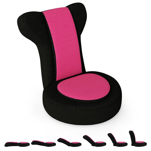 Costway Ροζ Πολυθρόνα Δαπέδου 64 x 48 x 53 cm με Ρυθμιζόμενη Κεφαλή & Πλάτη - Επενδεδυμένα Μαξιλάρια Καθίσματος HV10703PI