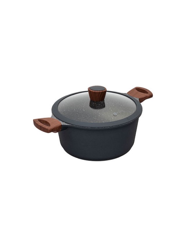 ESTIA Αντικολλητική Κατσαρόλα Stone 24cm από Χυτό Αλουμίνιο, 4.5lt Χωρητικότητα 01-1148