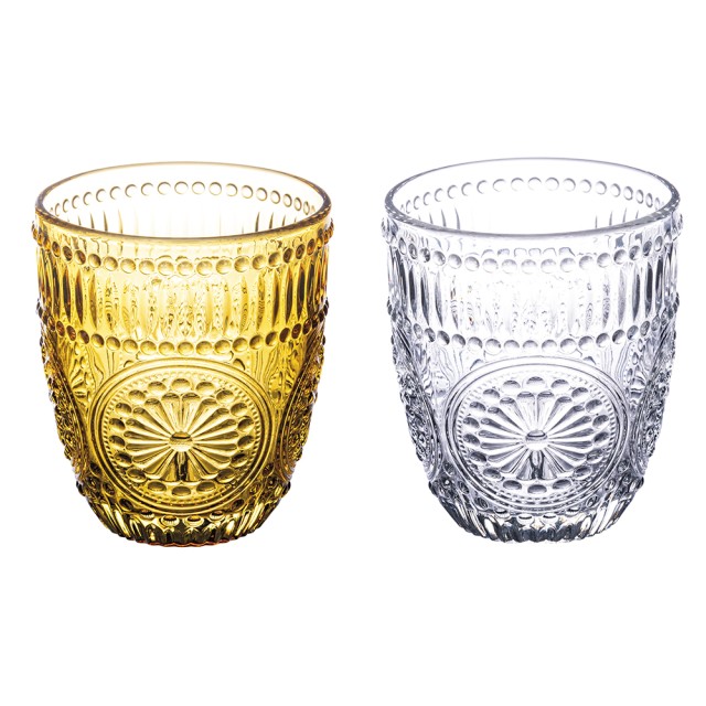 Galileo Σετ 2 ποτήρια νερού 330 ml από γυαλί με ανάγλυφο γεωμετρικό σχέδιο Siviglia Sibilla 5920800
