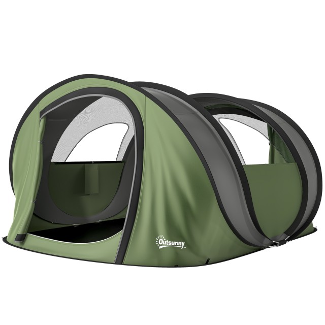 Outsunny Σκηνή Camping Pop-Up για 2-3 Άτομα, με 2 Πόρτες και 2 Παράθυρα, Αδιάβροχη, Πράσινη A20-578V00GN
