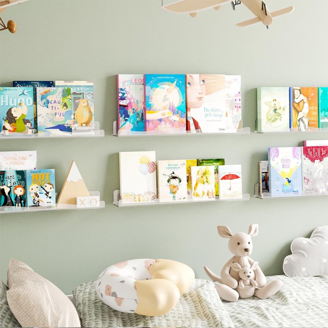 BAKAJI 6 x Διάφανα Ράφια Τοίχου Πολυχρηστικά Οργανωτικά Ράφια 38 x 2,9 x 4,8 cm 02841409