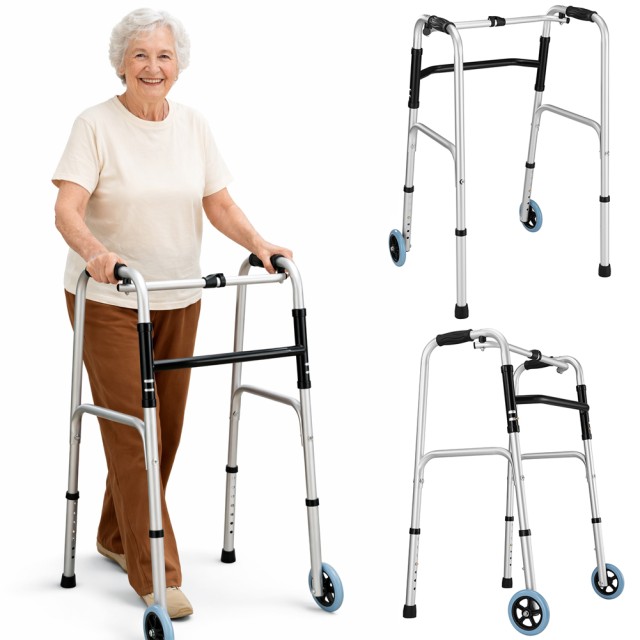 BAKAJI Ελαφρύς και Αναδιπλούμενη Υποστήριξη Περίπατου με Ρόδες και Ρυθμιζόμενο Ύψος 02001751