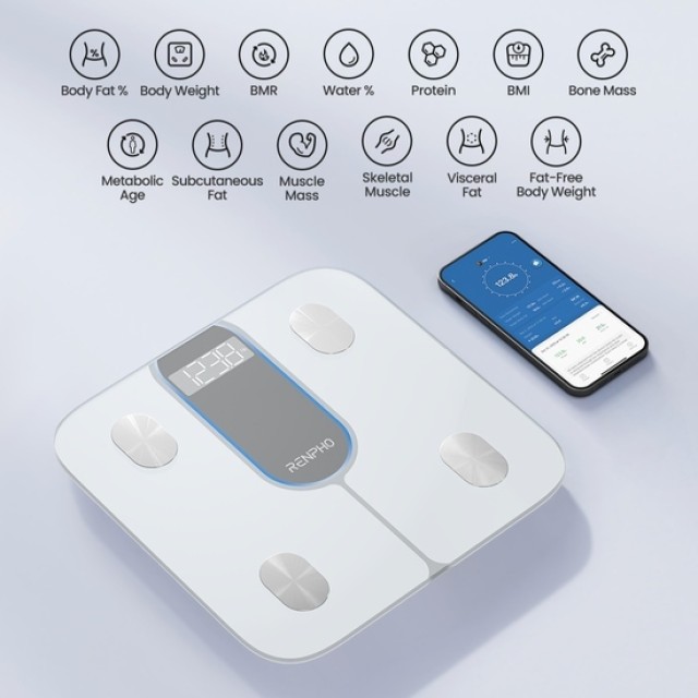 Renpho Elis 1c Smart Ζυγαριά 200kg με Λιπομετρητή & Bluetooth Λευκή R-A033-W