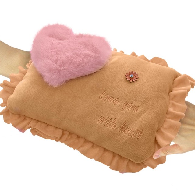 ENRICO COVERI Ηλεκτρική Θερμοφόρα με Θήκες για Χέρια Καρδιά Μπεζ από Απαλό Ύφασμα Πούπουλου 02835102