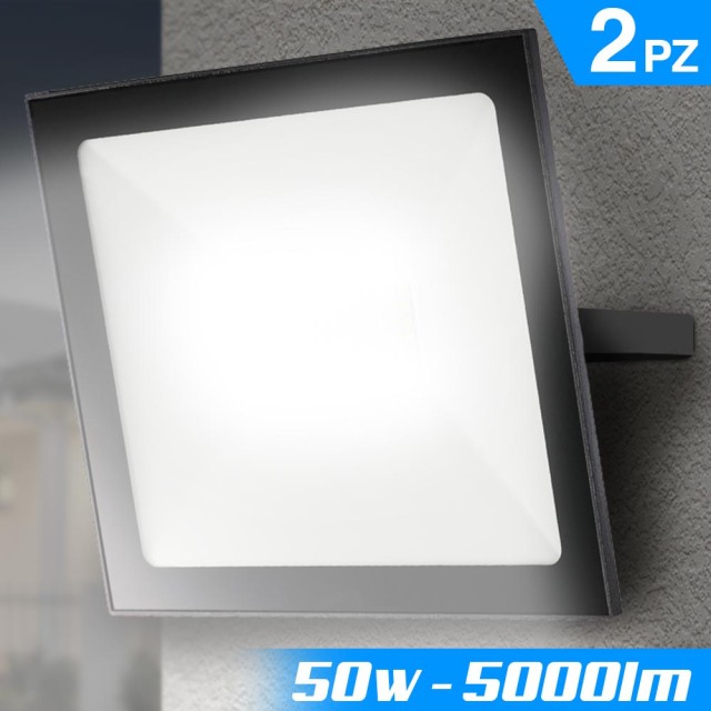 BAKAJI Σετ 2 Fari LED 50W Υψηλής Φωτεινότητας 5000lm Λευκός Προβολέας Εξωτερικού Χώρου Slim 02833078