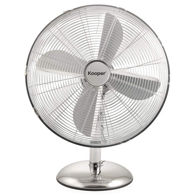 Kooper Επιτραπέζιος ανεμιστήρας 4 μεταλλικών πτερυγίων 3 ταχυτήτων με ταλάντωση 50 W ασημί Kooper 5922083