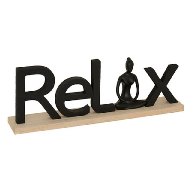 Atmosphera Διακοσμητικό Επιγραφή Relax με Φιγούρα Yoga Yogi – Μήκος 36 εκ. -Μαύρο 211735-Black