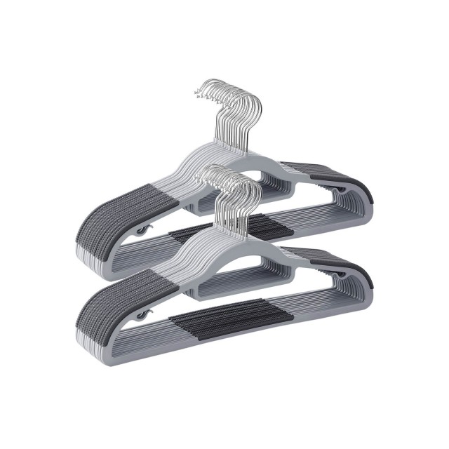 SONGMICS Σετ 50 Ανθεκτικών Κρεμαστρών Ρούχων 42x21.5x0.5cm με Αντιολισθητική Επίστρωση και Περιστρεφόμενο Γάντζο σε Ανοιχτό και Σκούρο Γκρι CRP20G50