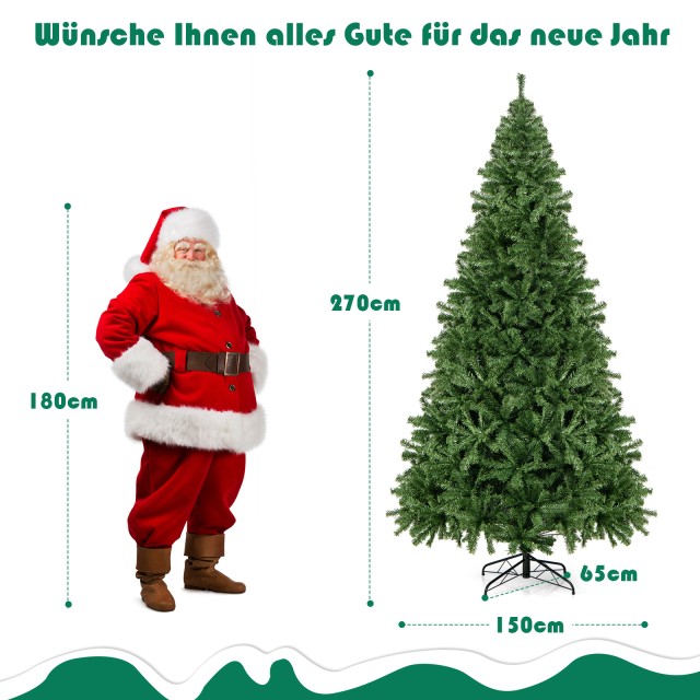 Costway 270cm Τεχνητό Χριστουγεννιάτικο Δέντρο με 2132 PVC Κλαδιά CM21222