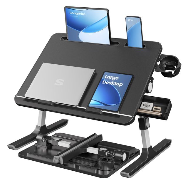 SONGMICS Ρυθμιζόμενο τραπεζάκι laptop για κρεβάτι 56 x 40 x 25,5-36 cm, 8 θέσεων LLD113BC01