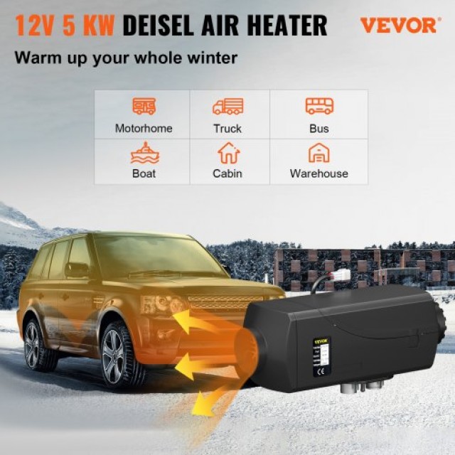 VEVOR 5KW 12V Πετρελαιοθερμαντήρας με Οθόνη LCD για Όχημα/Σκάφος ZCJRQ12V5KWYJYCB1V0