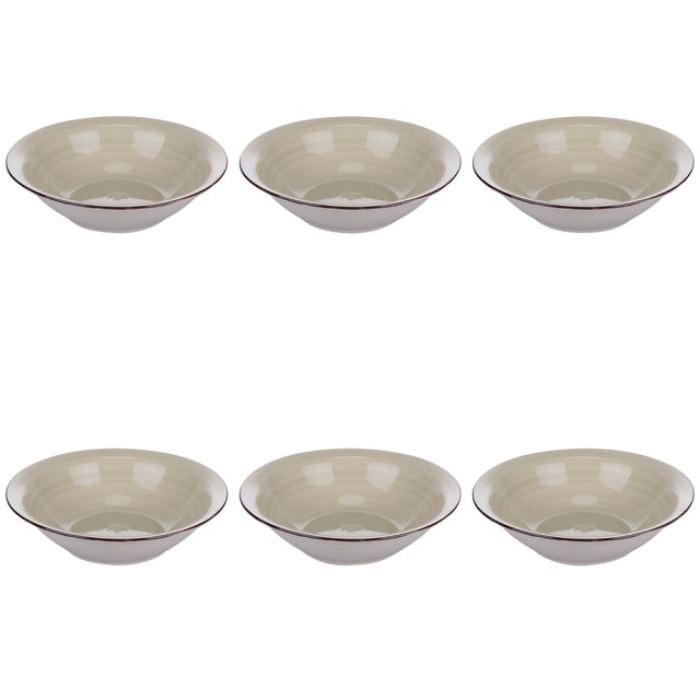 Villa DEste  Σετ 6 βαθιά πιάτα 215 cm από χειροποίητα βαμμένο γρανίτη σε αμμόχρωμα 4 τόνων 5920541