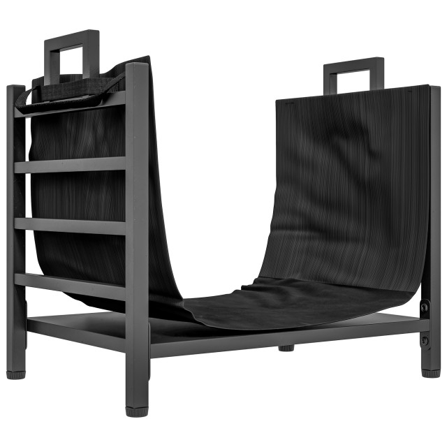 Outsunny Εξωτερική και Εσωτερική Ξυλοθήκη από Ατσάλι με Τσάντα Μεταφοράς από Ύφασμα Oxford 600D, 49x34x44 cm, Μαύρο 842-355V00BK