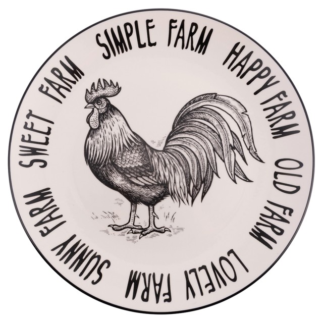 Villa DEste  Σετ 6τμχ Επίπεδο πιάτο 265 εκ. από πορσελάνη με διακόσμηση κόκορα Farm 5923355