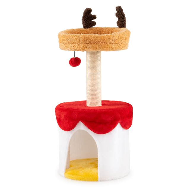 Costway Σύγχρονο Χριστουγεννιάτικο Δέντρο Γάτας με Χώρο Ύπνου 80 cm με Στύλους Ξυσίματος από Σίζαλ PV10447CF