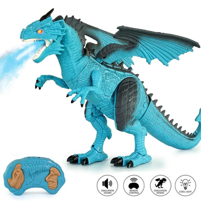 BAKAJI Ρομπότ Δράκος Δεινόσαυρος με Τηλεχειριστήριο, Φώτα, Ήχους και Εφέ Φωτιάς - Παιδικό Παιχνίδι 02815038