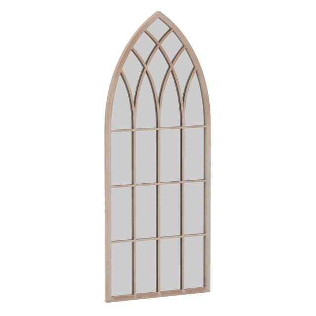 Costway Καμπύλος επιτοίχιος καθρέφτης παραθύρου Farmhouse με μεταλλικό πλαίσιο γκρι 115 x 50 x 2 εκ. HZ10391GR