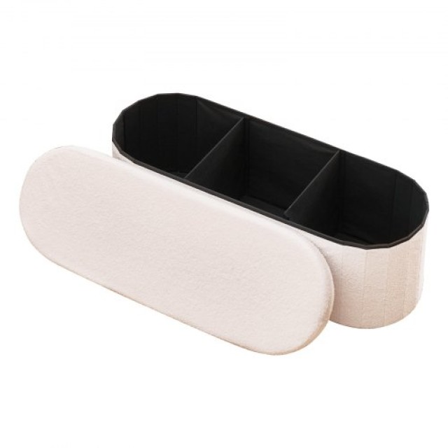 VEVOR Πτυσσόμενο Ωοειδές Ταπέτο Αποθήκευσης από Μπουκλέ Φλίς, Οθωμανικό Κάθισμα Υπνοδωματίου με Μεγάλο Χώρο Αποθήκευσης, Υποστήριξη Βάρους έως 300 κιλά, για Σαλόνι, Υπνοδωμάτιο, Χωλ, Μπεζ BYWSZYKZDK40BI0GO001V0