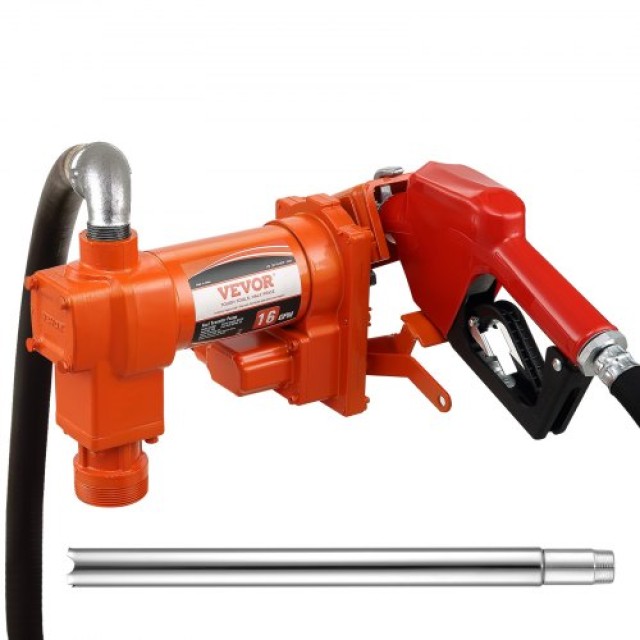 VEVOR Αντλία Μεταφοράς Καυσίμου 12V DC, Αυτοκίνητη 16 GPM, με Αυτόματο Ακροφύσιο & Σωλήνες για Πολλαπλά Καύσιμα F12V14HP16GPME3SQV9