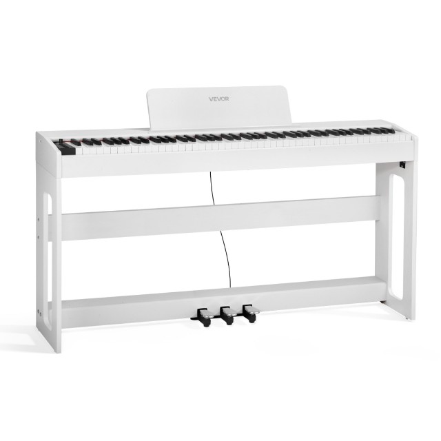 VEVOR 88 Πλήκτρα Πλήρους Βάρους Ψηφιακό Πιάνο με Στήριγμα & Πεντάλ, Λευκό QPZBZSZCGQ880XRFQ001V2