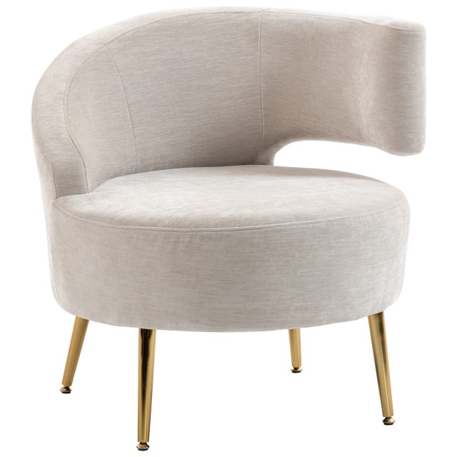 HOMCOM Καρέκλα Μοντέρνα Επενδυμένη με Λευκή Κρέμα Σανίλ με Κυρτή Πλάτη, 69x65x67 εκ. 83B-624V00CW