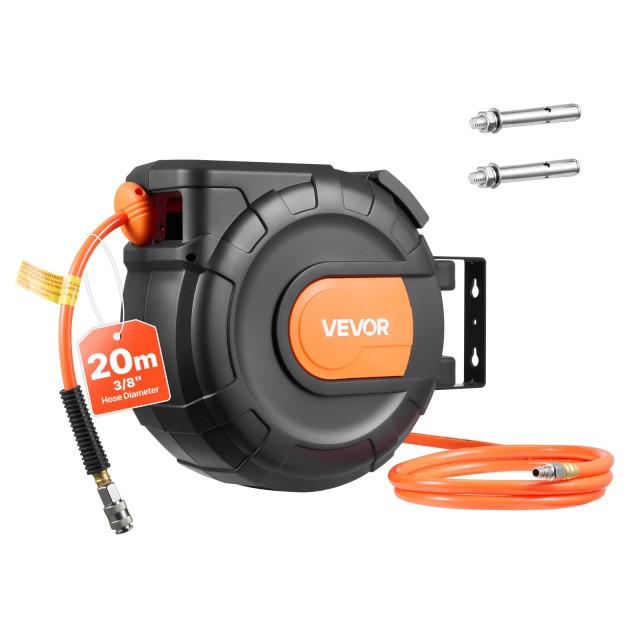 VEVOR Τυλικτήρας Αεροσωλήνας 20m x 9.5mm PVC, 300PSI, Αυτόματη Ανάκτηση, 180° Στροφή, Οροφή/Τοίχο για Γκαράζ και Εργαστήρια KQRGJPOGFBSWWGT56002V0