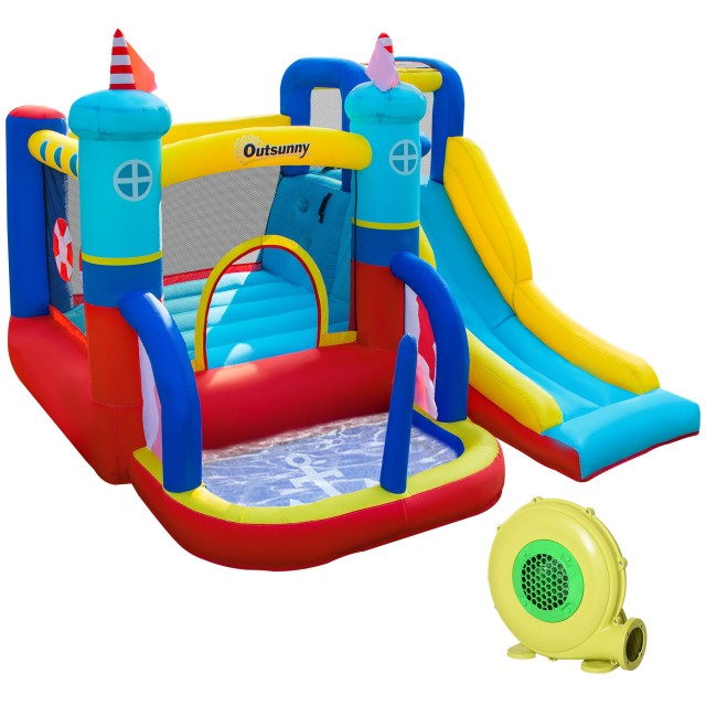 Outsunny 4-σε-1 Bouncy Castle για παιδιά 3-8 ετών, τσουλήθρα και πισίνα, 265x260x200 cm 342-054V90