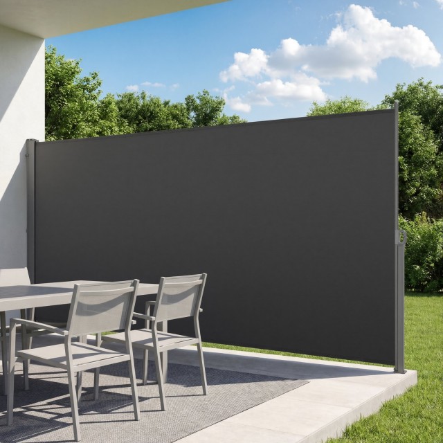 VEVOR Πλευρική Αναδιπλούμενη Τέντα 185 x 420 εκ., Πολυεστερική 180 g/m², Γκρι KSSCP185420CQSILO001V0