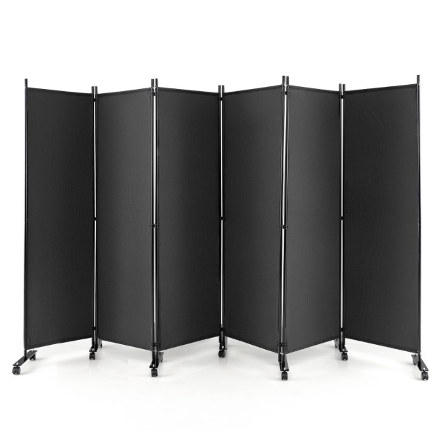 Costway Παραβάν 6 Φύλλων 6ft με Ρόδες, Γκρι 172,7 x 30,5 x 335,3 cm HV10995GR