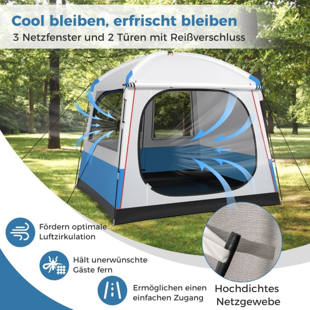 Costway Πεντάκλινη Οικογενειακή Σκηνή με Μεγάλη Δίχτυ Πόρτα & Παράθυρα NP11643WH