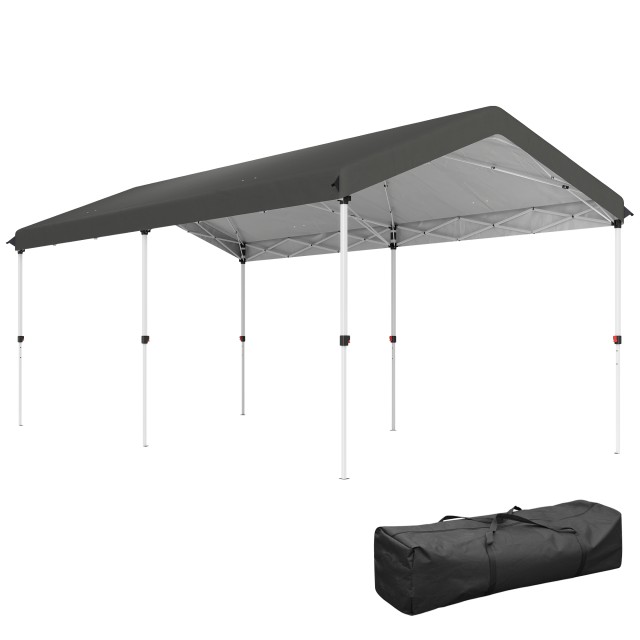 Outsunny Αναδιπλούμενη Πέργκολα Pop Up 6x3 m, UPF50+ με Ρυθμιζόμενο Ύψος και Τσάντα Μεταφοράς, Σκούρο Γκρι 84C-660V00CG