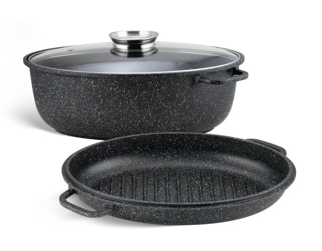 Edenberg Σκεύος Roaster 3 σε 1 με Καπάκι 8 lt και Μαρμάρινη Επιστρώση EB-9171