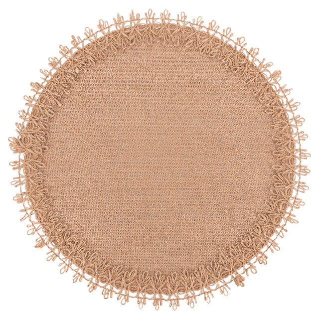 Villa dEste Home Στρογγυλό σουπλά 38 εκ. από γιούτα με κεντημένο περίγραμμα 5921030