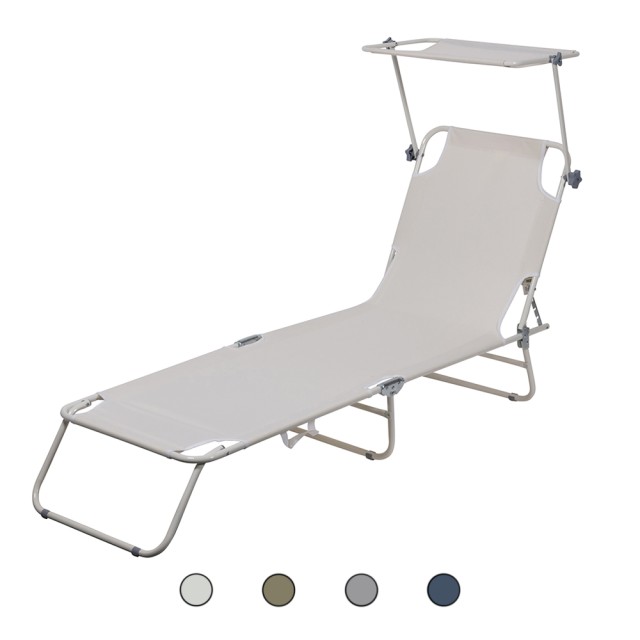 Galileo Αναδιπλούμενη ξαπλώστρα παραλίας με σκίαστρο, με ατσάλινο σκελετό Lipari Est 5914249 Τυχαία Επιλογή Χρωμάτων