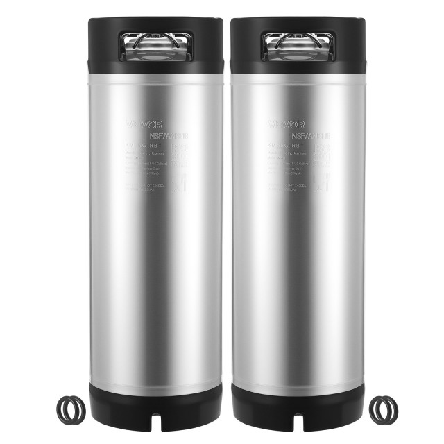 VEVOR 5-Γαλόνι Διπλής Λαβής Κεγ, SUS304, 215x215x630mm, 2 Τεμάχια CCT5GALSXSJNX0UHC001V0