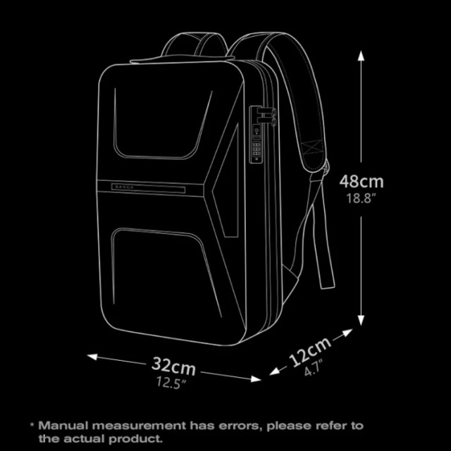 BANGE Ανδρικό Σακίδιο Πλάτης Hard Shell για Laptop, Μαύρο 3005-Black
