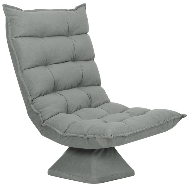 HOMCOM Πολυθρόνα Relax Περιστρεφόμενη 360° με Ρυθμιζόμενη Πλάτη 5 Θέσεων, Ύφασμα Βελούδου, Ανοιχτό Γκρι 839-423V00LG