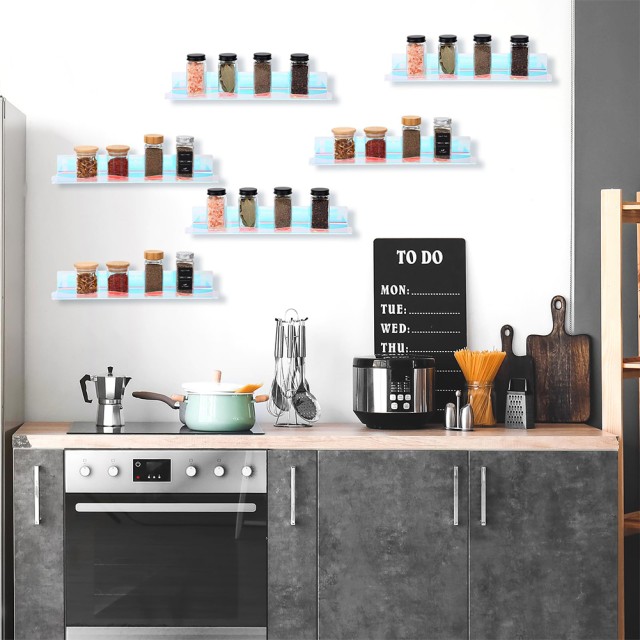 BAKAJI  6 x Πολύχρωμα Ράφια Τοίχου Πολυλειτουργικοί Οργανωτές 38x10x4,8cm 02841410